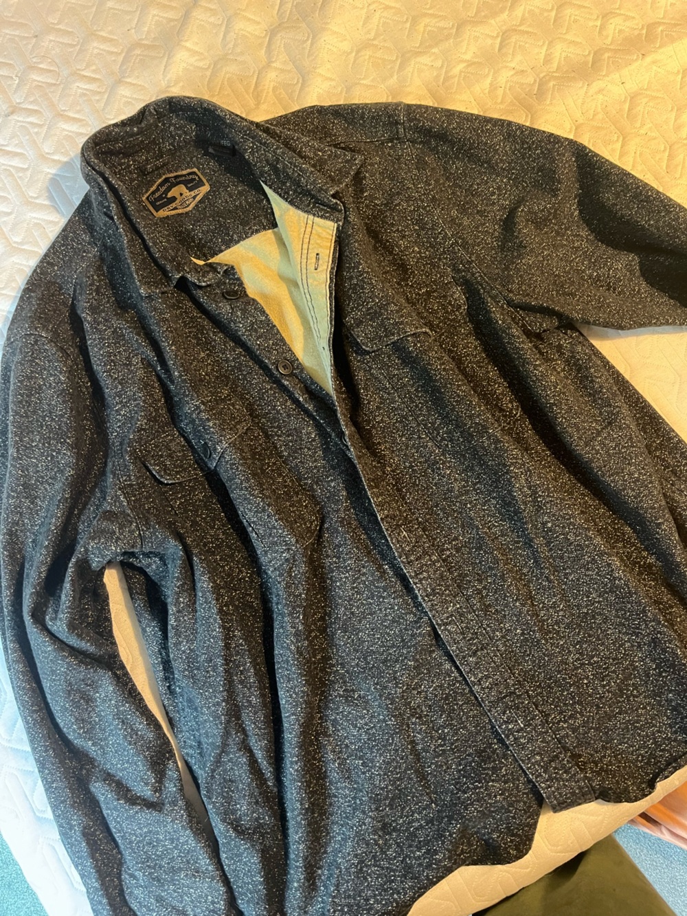 Casual Speckled Button-Down Shirt - Dark Gray